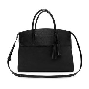Cuyana Black Smooth & Pebbled Leather Work Satchel